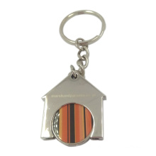 Casa em forma de promocionais baratos Metal Trolley Coin Keyring